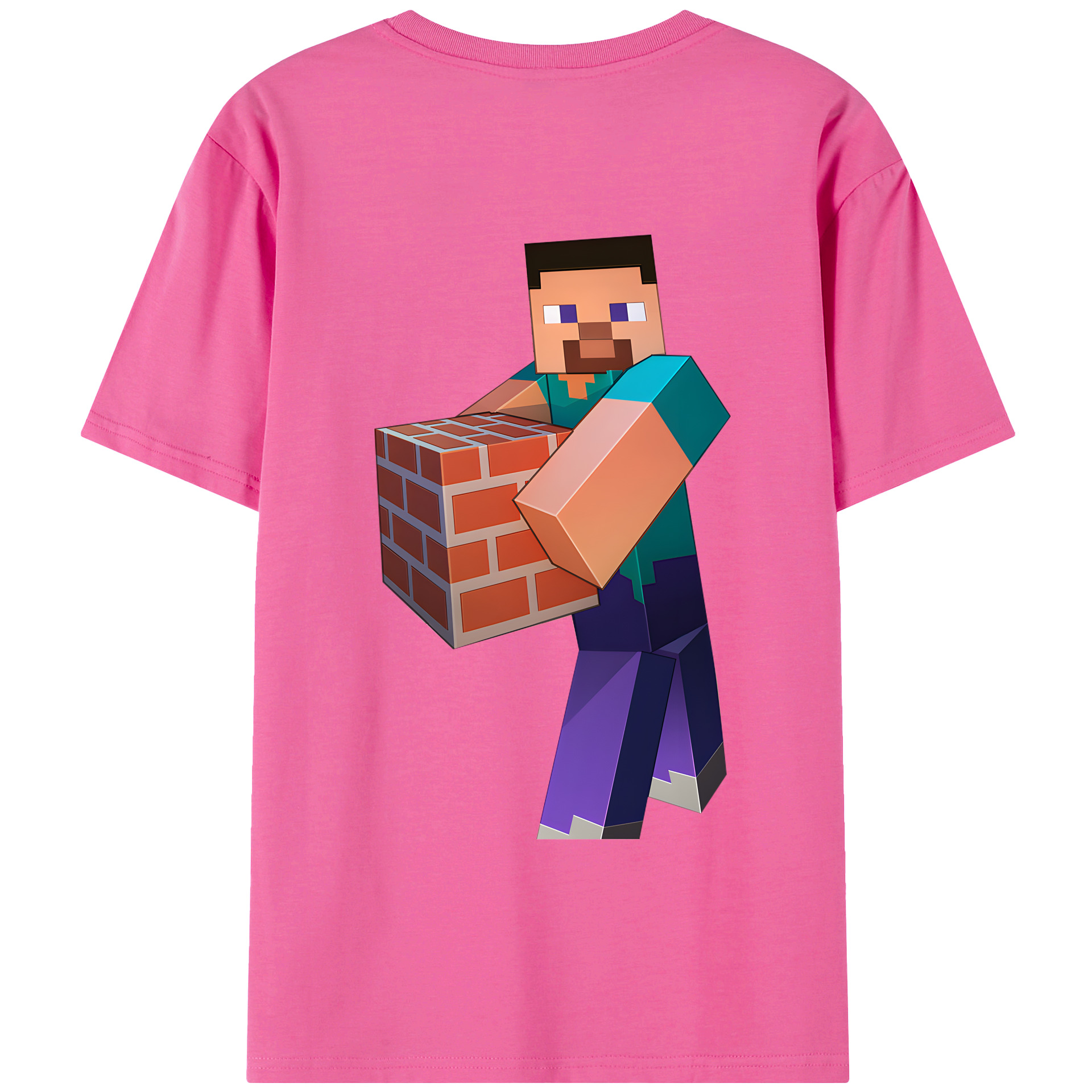 （画像用） マインクラフト ブロックの世界 Minecraft MC Block world レディース半袖Tシャツ(バックプリント)